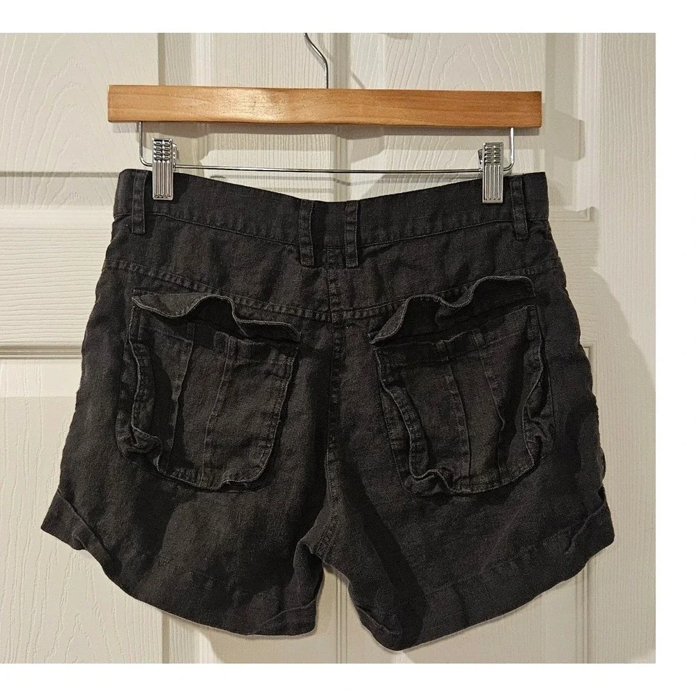 DAUN & Co River Shorts Womens Small 100%‎ Linen Charcoal Handmade Bali